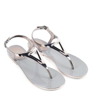 Stuart Weitzman Trifecta Metallic Jelly Sandals 8